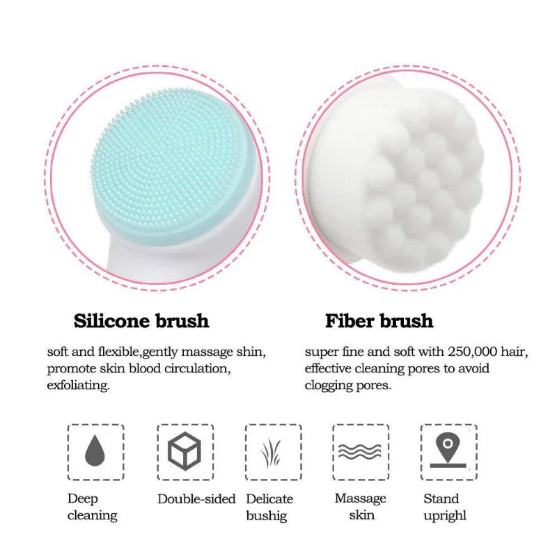 Double-Sided Silicone Facial Cleansing & Exfoliating Brush Facial Cleansing Brush Oasis Select