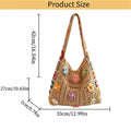 Boho Crochet Bag Flowers Knitted Handbags Large Capacity Summer Beach Woven Shoulder Bag Girls Tote Shopper Bags Handbags Lady Oasis Select Khaki