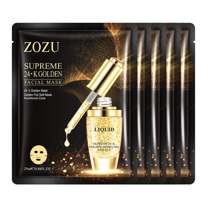 BIOAOUA 24K Gold Face Mask – Anti-Aging Hydrating Sheet Mask Gold Sheet Mask Oasis Select 5pcs