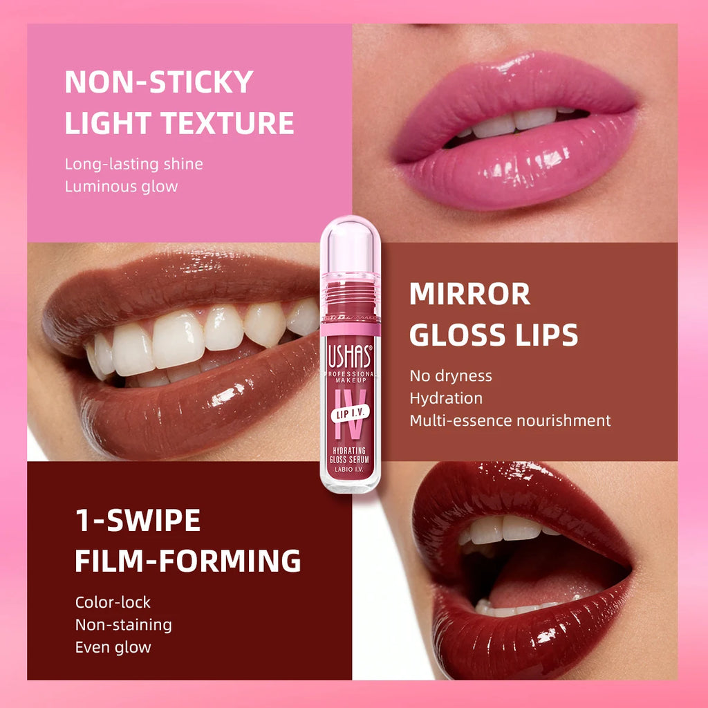 USHAS Hydrating Lip Gloss – Mirror Finish & Long-Lasting Color