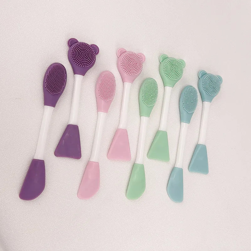 3pcs Double-headed silicone facial mask brush for cleansing pores, a cleansing brush for applying clay masks, a portable beauty Oasis Select