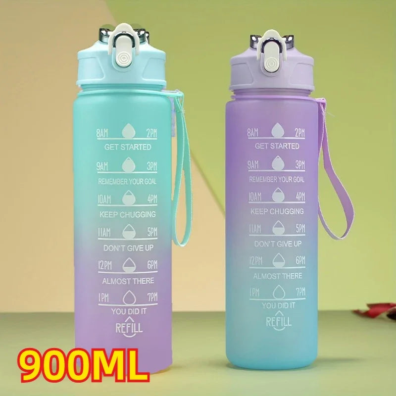 1-3PCS Sports Water Bottle for Running Drinking Bottle 2L Motivational with Time Marker Stickers Portable Reusable Plastic Cups Oasis Select 2pcs-purple-green Select style