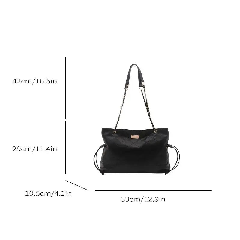 Large Quilted Chain Tote Bag – Velvet Shoulder Bag for Women