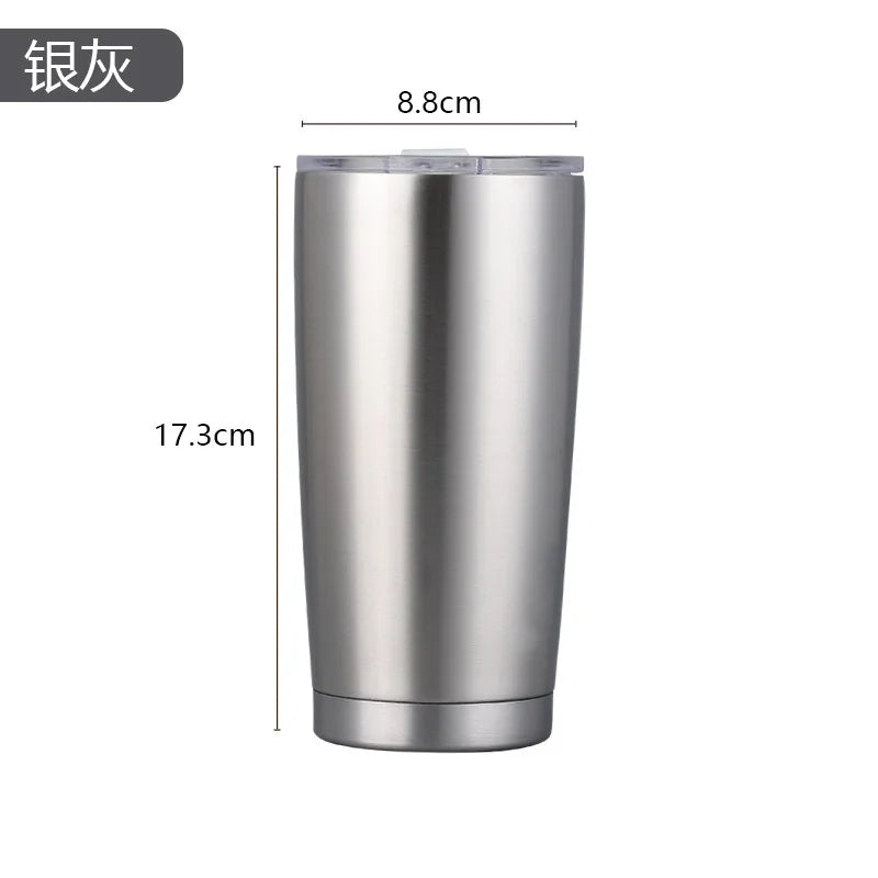 20oz 304 Stainless Steel Insulated Thermos Cups, Double-Wall Vacuum Insulation, Coffee/Beer/Party Cups with Spill-Proof Lid Oasis Select Silver 20oz