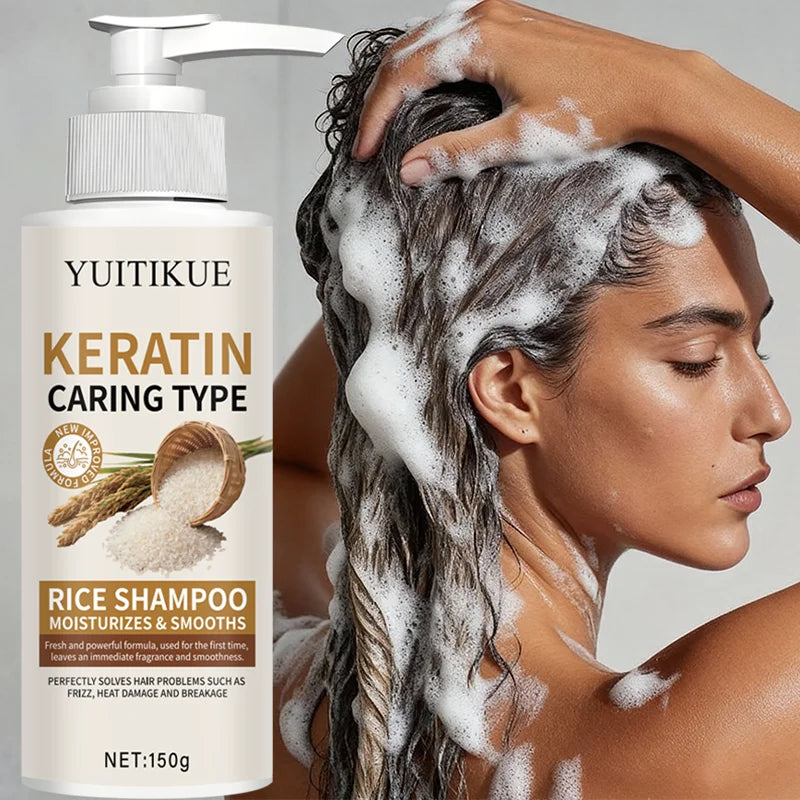 YUITIKUE Keratin Rice Shampoo – Repair & Hair Regrowth 150g