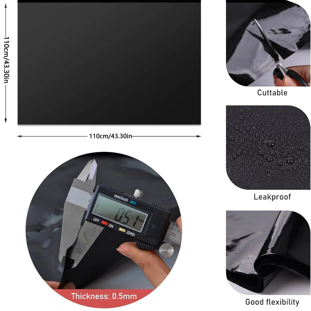 Fish Pond Liner Cloth Waterproof Gardens Pools Membrane Black Flexible Streams Fountains Reinforced Landscaping Pool Liner Oasis Select 1.1X1.1M one size