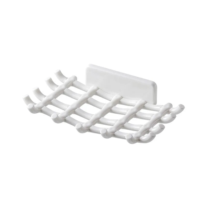 Soap Box Wall Mounted Drainage Shelf For Home Use No Punching High-end Bathroom New Soap Dish Rack Hooks For High-end Bathrooms Oasis Select White