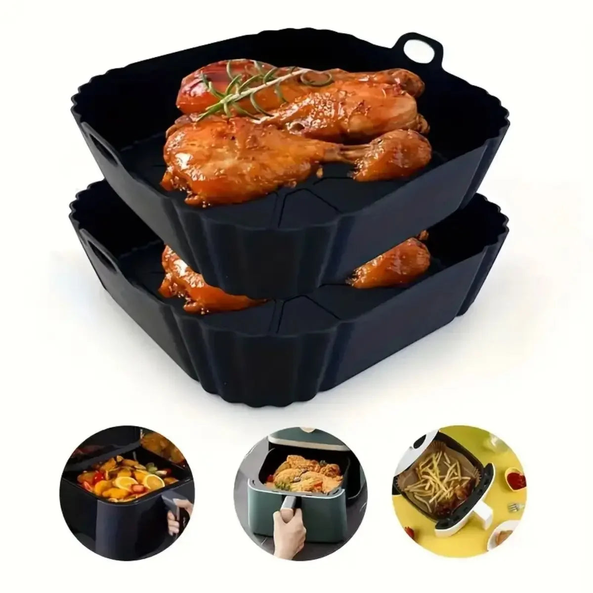 Reusable Silicone Air Fryer Liner – Non-Stick Foldable Baking Mat Silicone Baking Liner Oasis Select