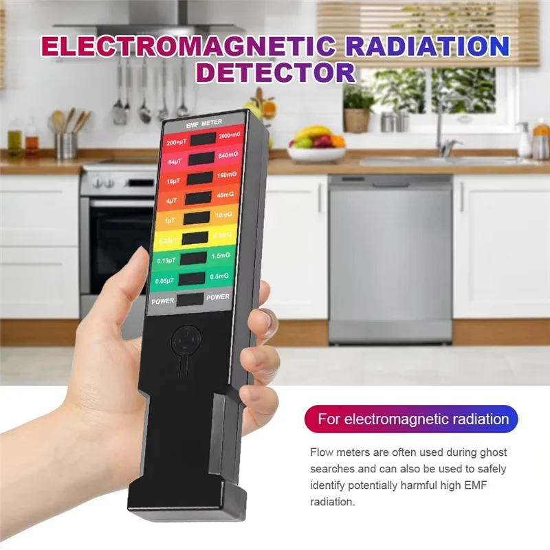 WISH High Precision EMF Magnetic Field Monitor 8 LED Radiation Dosimeter Detector Portable Handheld New Oasis Select