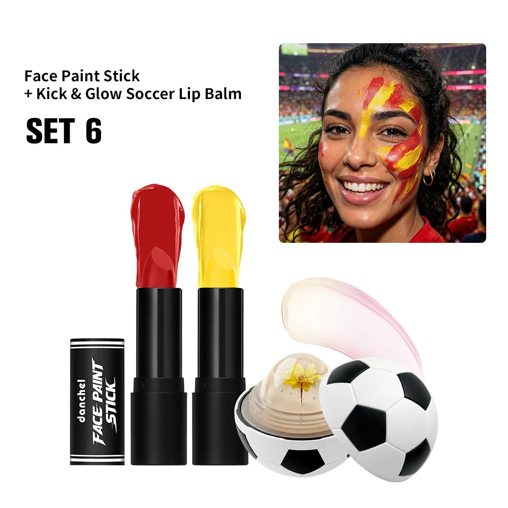 Face Paint Stick & Lip Balm Combo Waterproof High Colored Paint Stick for Cosplay Parties Sports Game Halloween Festivals Makeup Oasis Select SET 6