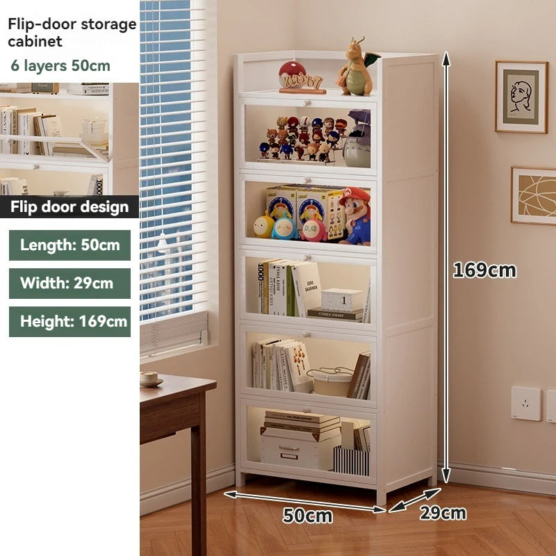 Bookcases, shelves, floor standing household storage cabinets, children's bookshelves, dust-proof acrylic cabinets, doors, stora Oasis Select white-6-50cm