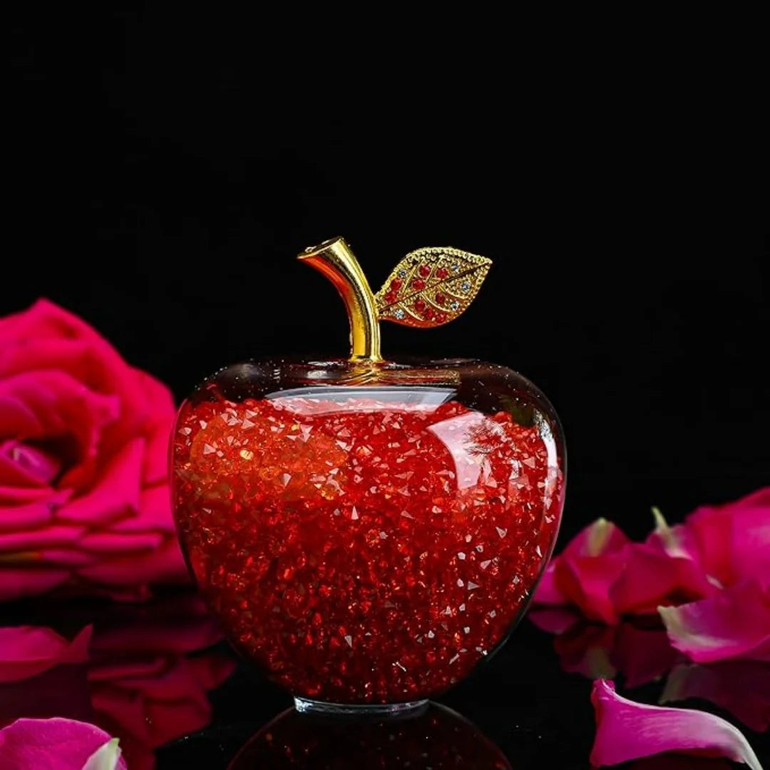 Colorful Crystal Craft Apple Statue Glitter Glass Crystal Home Decor Christmas Eve Ornaments Gift Christmas Eve Ornaments Home Oasis Select