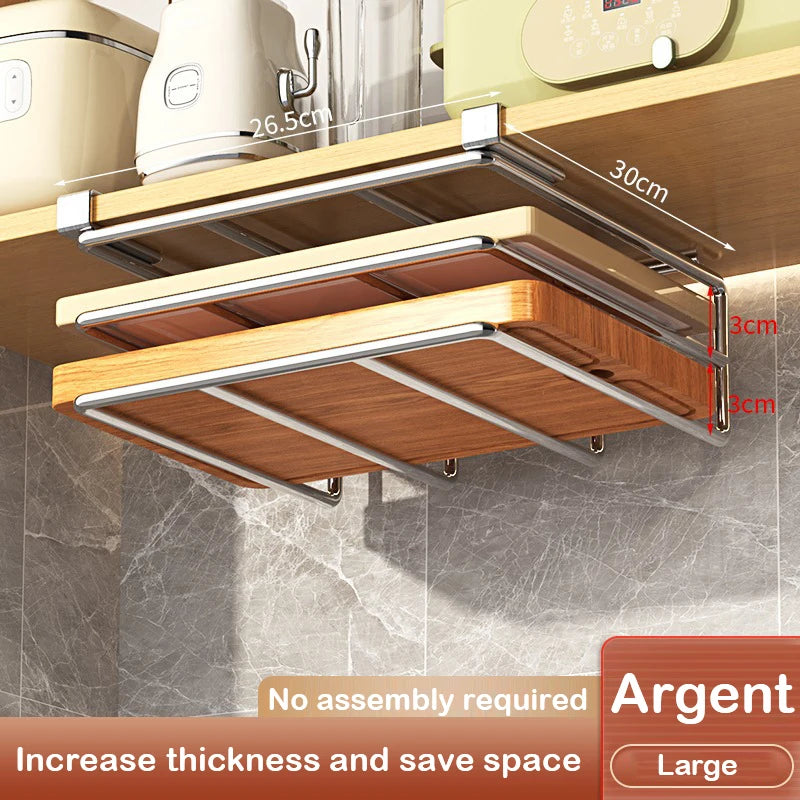 Under Cabinet Basket Shelf & Cutting Board Rack – No-Drill