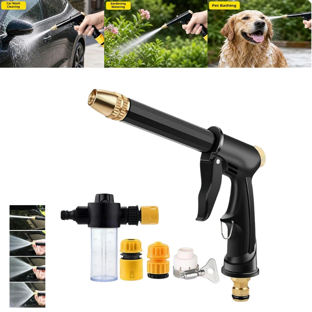 High Pressure Water Gun With Adjustable Nozzle, Foam Pot For Household Car Wash Cleaning, Garden Watering, Floor Window Cleaning Oasis Select