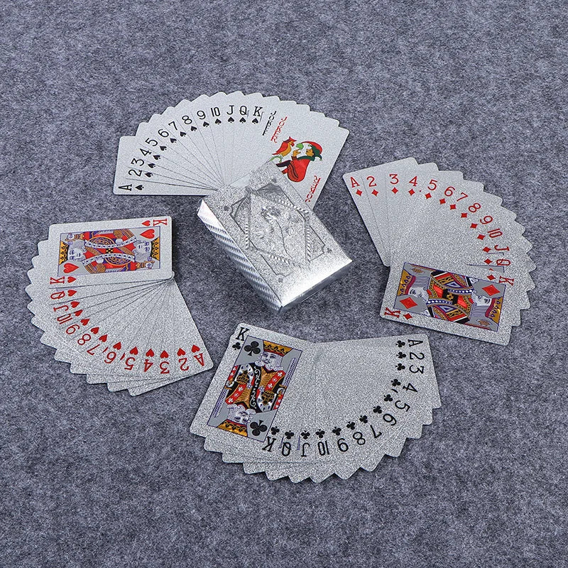 Magic Playing Cards Waterproof Multiple Styles Colors for Poker Game Night Gift Collection Family Fun Tarot Cards Table Game Oasis Select Silver