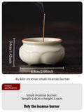 Chinese Style Ru Ware Lotus Incense Holder Desktop Sandalwood Censer Home Indoor Aromatherapy Ornament for Meditation Oasis Select Ru kiln base