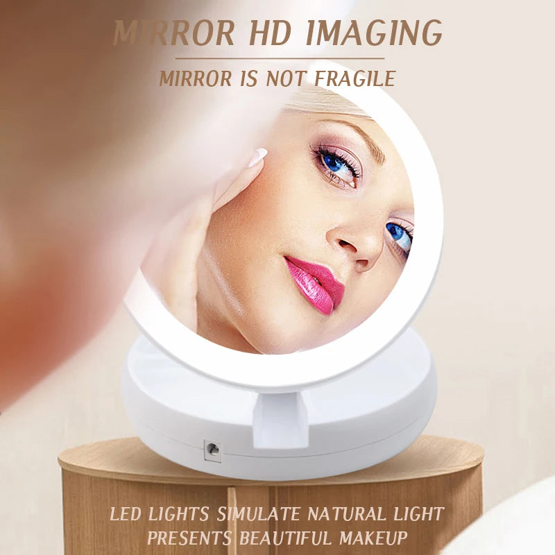 LED Makeup Mirror 10X Magnifying Foldable Travel Mirror Lights Lighted Makeup Mirror Oasis Select