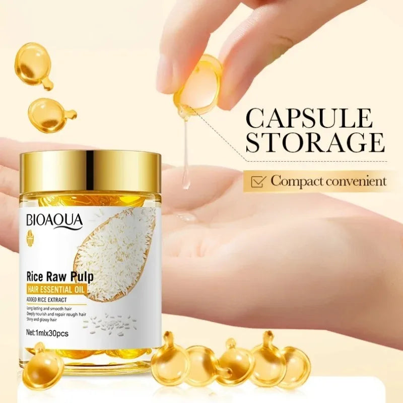 SADOER Rice Puree Hair Oil Capsules – 30 Capsules | Frizz Control Hair Oil Capsules Oasis Select