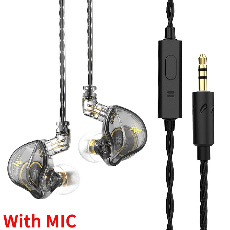 QKZ ZXT In Ear Wired Earphones Dynamic DJ Monitor IEM Earbuds HIFI Music Sport Headphone Noise Cancelling Bass Headset With Mic Oasis Select Gray With MIC