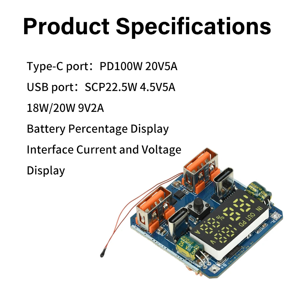4S PD 100W Fast Charging Module 20V 5A High Power Charge/Discharge Buck-Boost Module Bidirectional Charging Circuit Board Oasis Select