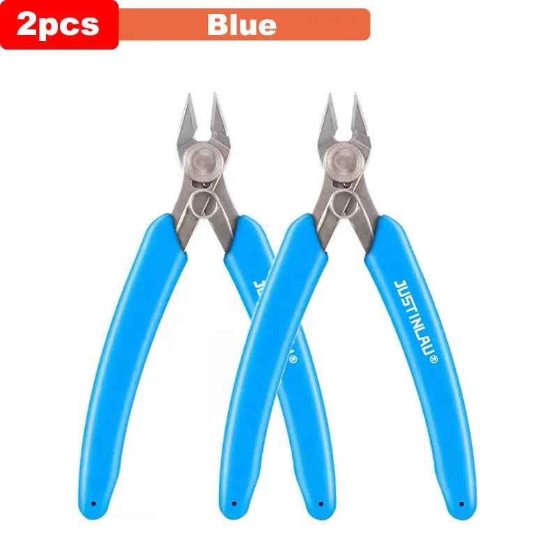 Universal Stainless Steel Pliers DIY Electronic Diagonal Side Cutting Nippers Wire Cable Cutter 3D Printer Parts Hand Tools Oasis Select Blue-2pcs