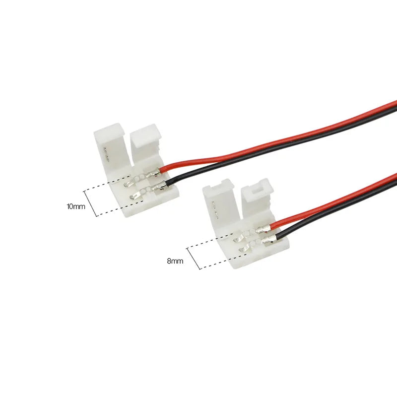 2 Pin 8mm 10mm LED Strips Lights Connector Splice Clip For 2835 3528 5050 5630 LED Strip Lamps Bar Conector Oasis Select