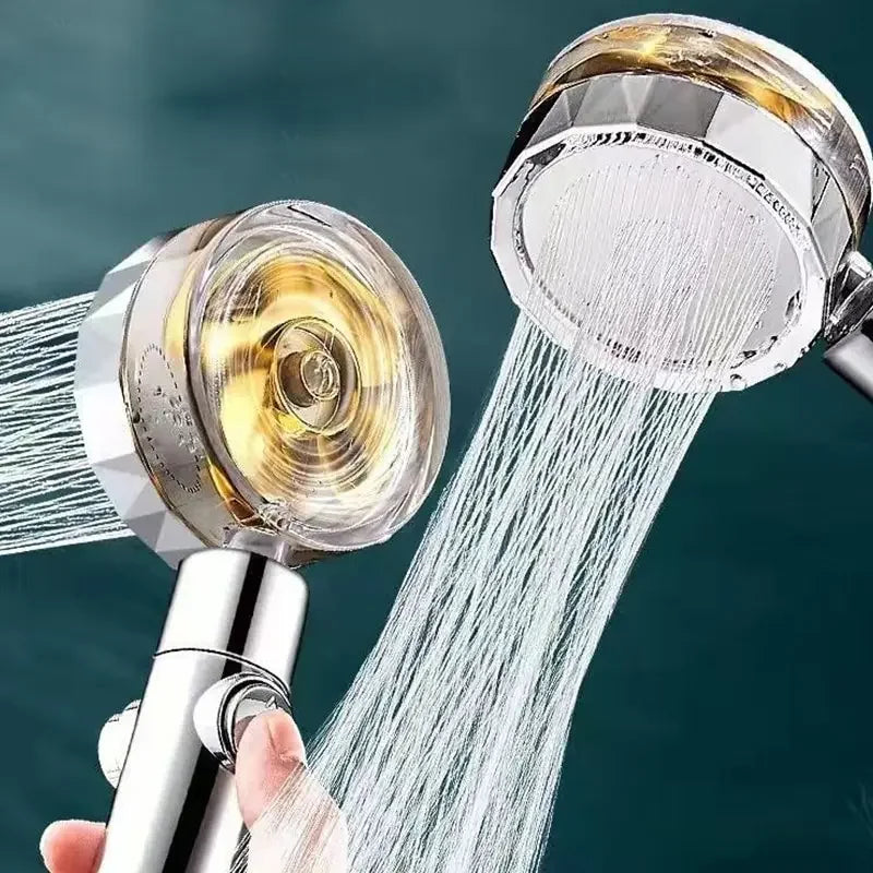 Pressurized Shower Head Water Saving 360 Rotating Twin Turbo Pressurized Propeller Fan Shower Head Bathroom Accessories Oasis Select