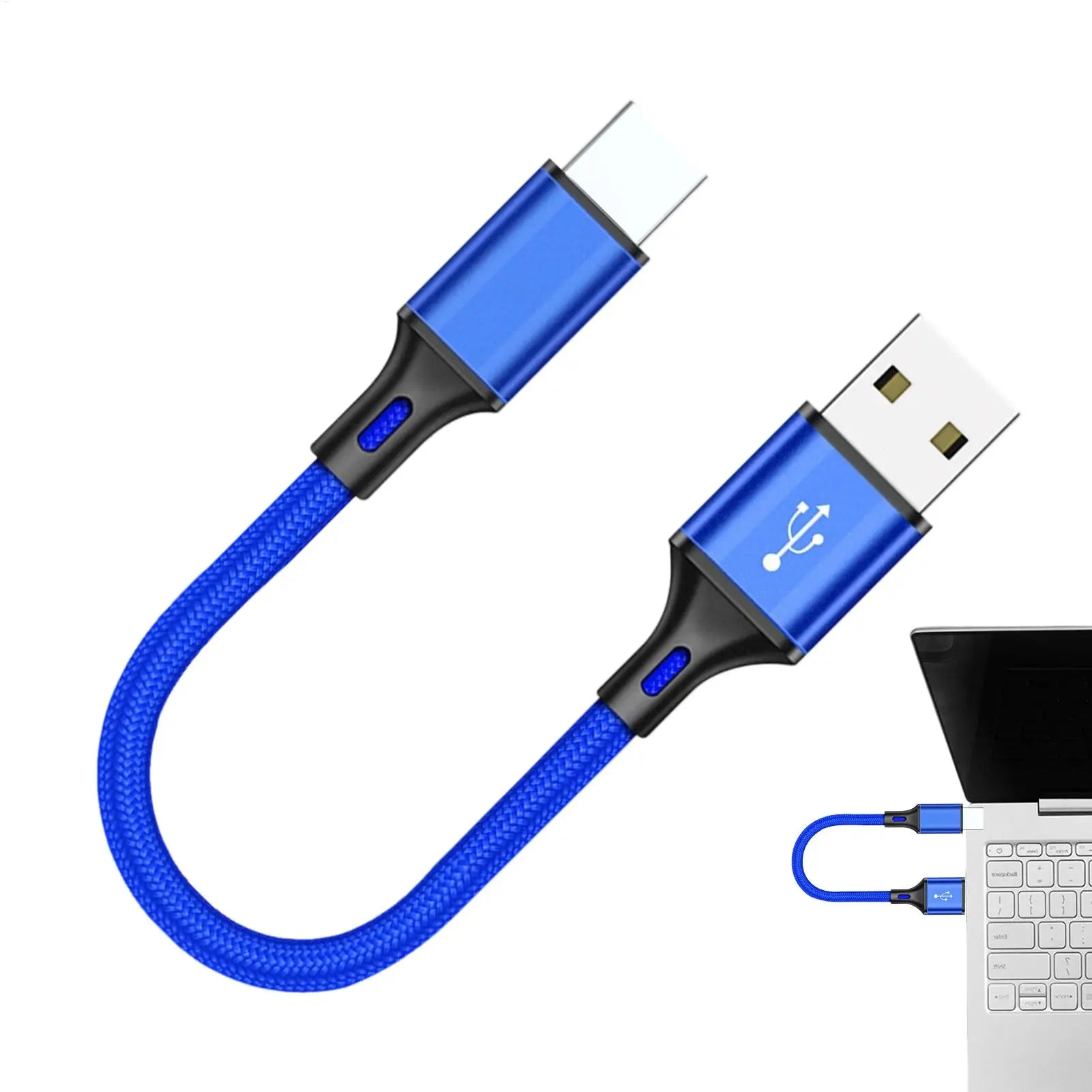 USB C Data Cable 25cm Extra Long USB C Cable Phone Charger Wire Braid Portable Data Transfer Fast Charging Nylon Charger Cord Oasis Select