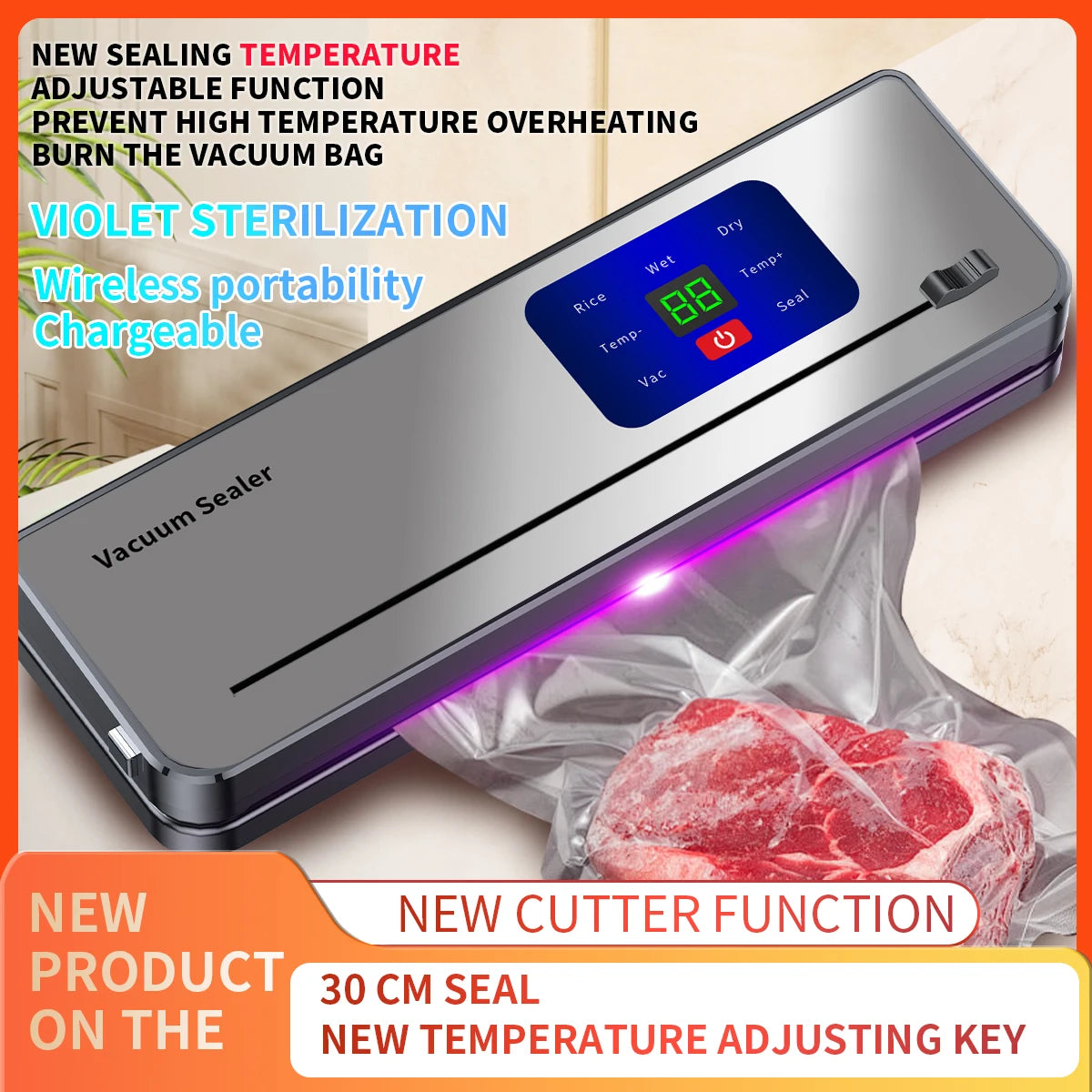 GUOHE Wireless Vacuum Sealer with Countdown Display | C616