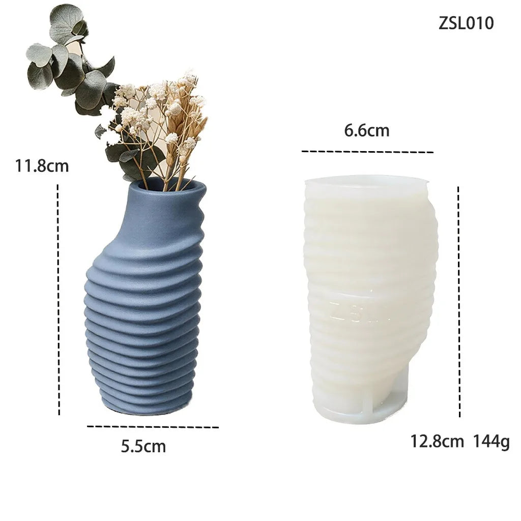 Twisted Pleated Mold Reusable Vase Silicone Mold Clay Pottery Mold Minimalist For Craft Teaching Dining Table Handmade Creation Oasis Select 1
