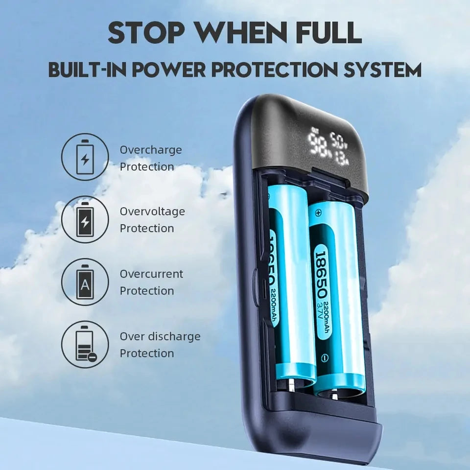 18650 Battery Charger Case DIY Power Bank Battery Charger Portable QC3.0 PD 18W Fast Charging Case for Lithium Batteries Oasis Select