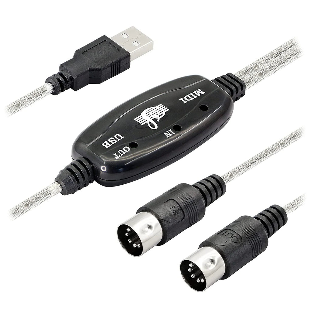 USB MIDI Cable Adapter, USB Type A Male to MIDI Din 5 Pin In-Out Cable Interface with LED Indicator for Music Keyboard Oasis Select Default Title