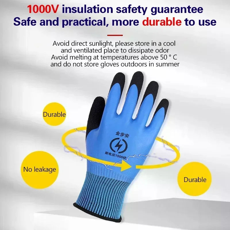 1 Pair 1000V Rubber Touch Screen Insulation Glove Industrial Ultrathin Electrician Insulating Gloves Withstanding Voltage Oasis Select