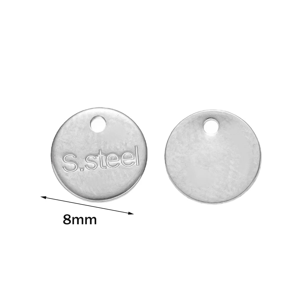 No Fade 50pcs Stainless Steel End Charms Pendants Vacuum Plating Gold Color Chain Extension Tail Charms for Jewelry Making DIY Oasis Select Round ST