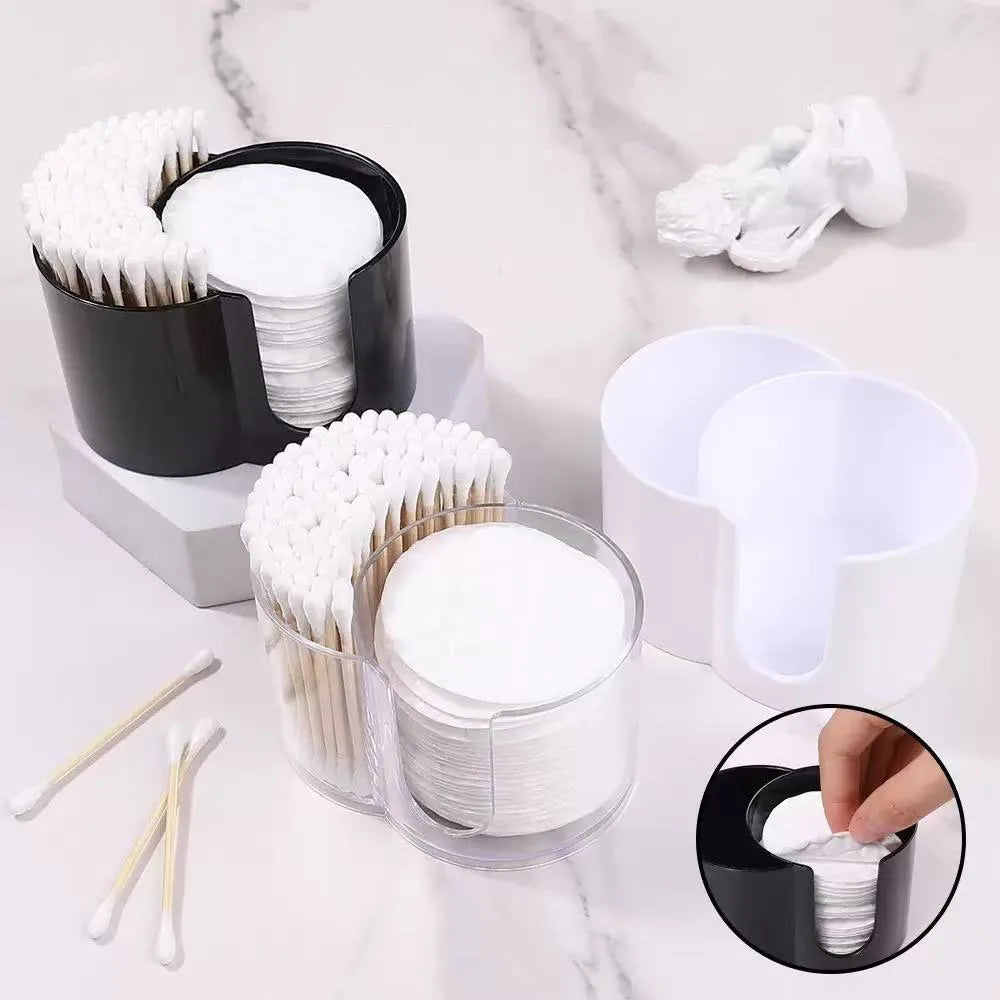 Q-Tip Holder Dispenser, 2-Section Bathroom Canister - Q-Tips, Cotton Pad & Ball Holder, Dustproof Cotton Rounds Holder Oasis Select