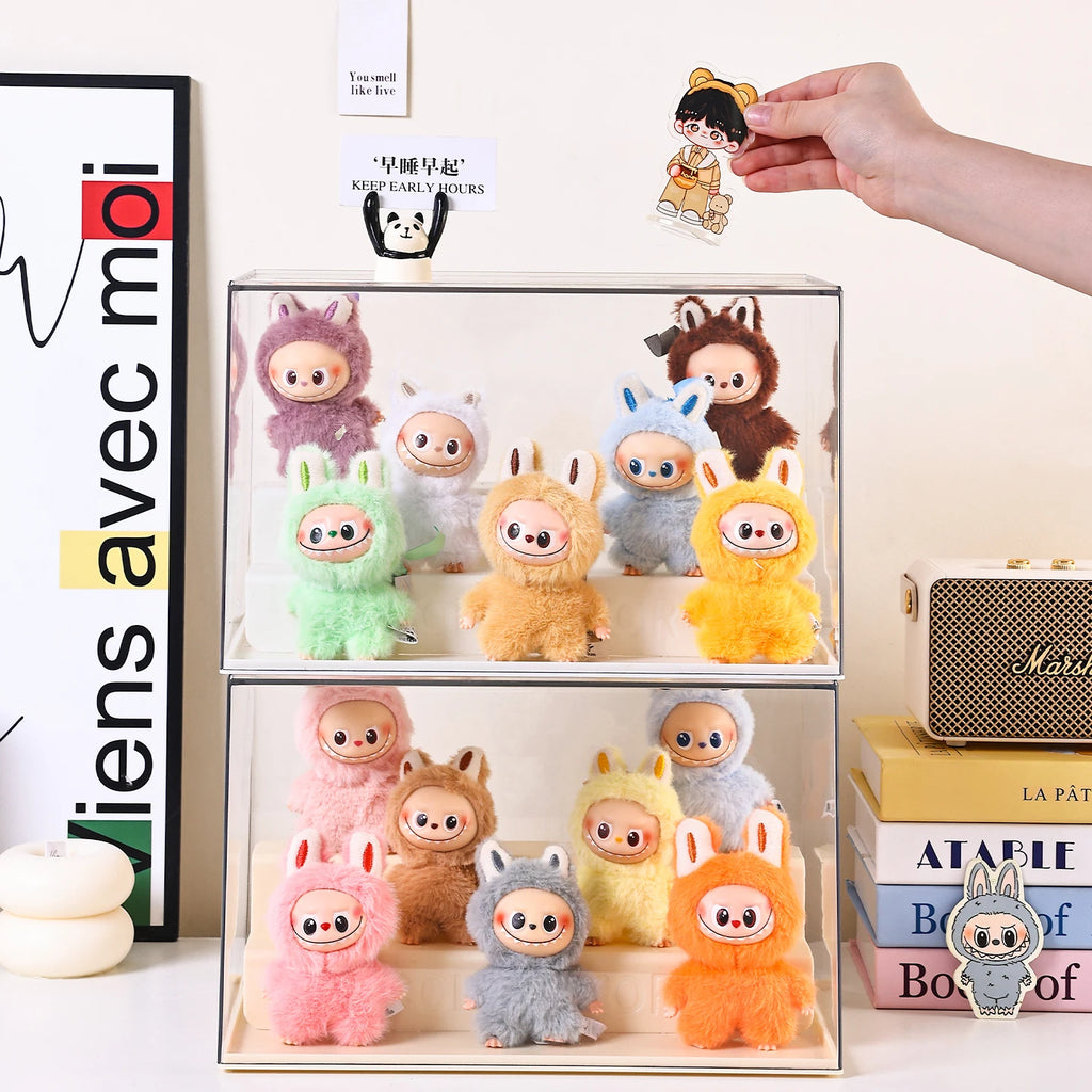 1pc stackable transparent labubu doll display box acrylic blind box manual storage box household perfume storage display rack Oasis Select