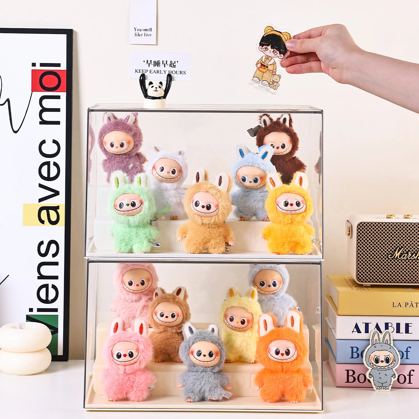 1pc stackable transparent labubu doll display box acrylic blind box manual storage box household perfume storage display rack Oasis Select