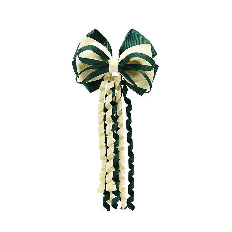 Festival Bow Hair Clips – Curly Ribbon Tassel Hairpins for Girls Hair Bow Clip Oasis Select A16