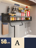 Kitchen Organizer Shelf Wall-mounted Spice Storage Rack Kitchen Knife Holder Wall Seasoning Chopstick Spoon Shovel Storage Oasis Select 50CM A