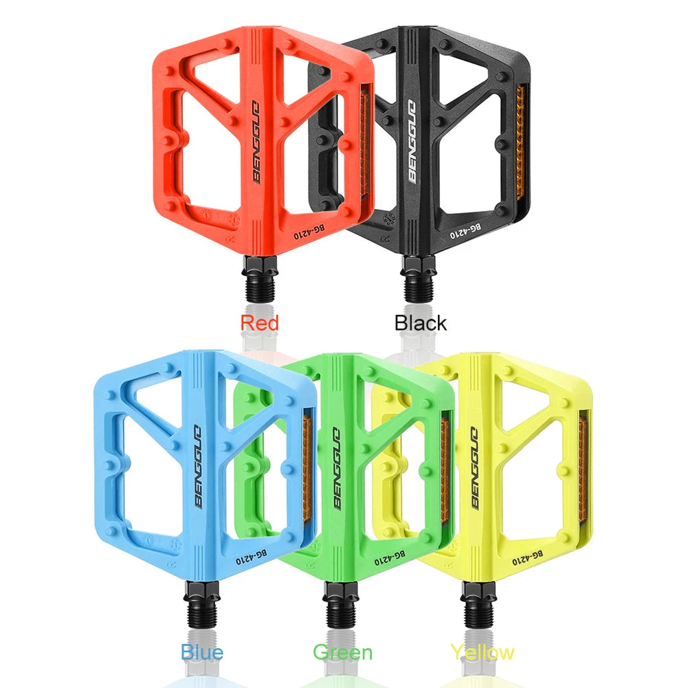 Ultralight Nylon Bike Pedals – Double DU Bearing & Reflector Bicycle Platform Pedals Oasis Select