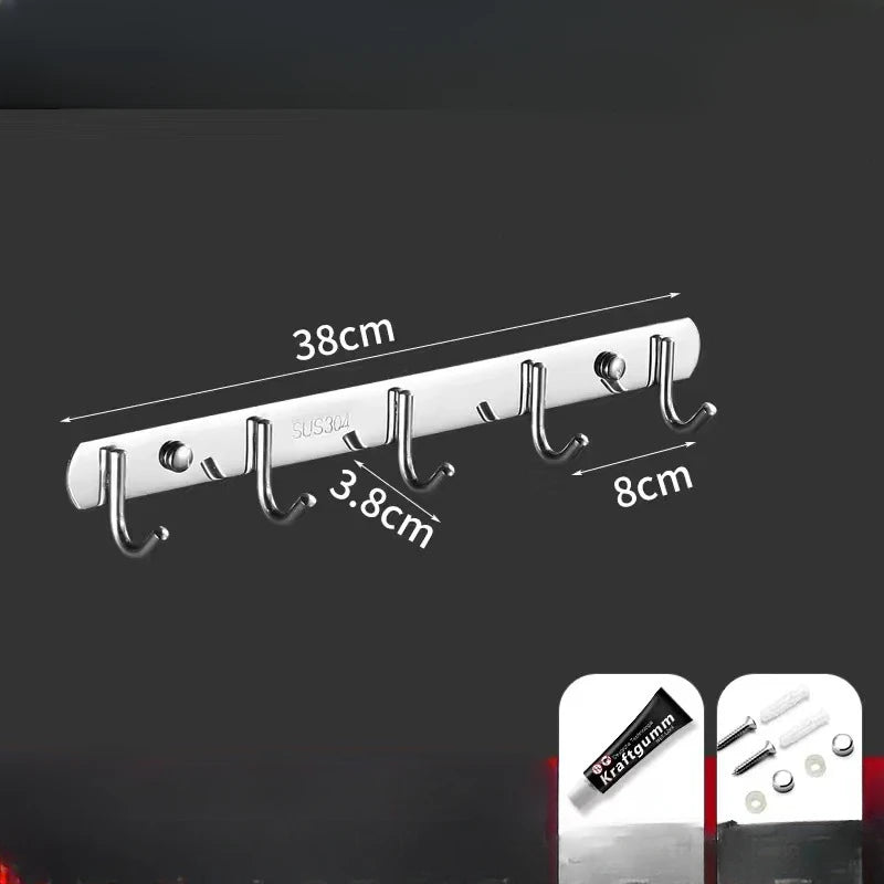Stainless Steel Hook Hooks Toilet Clothes Hook Kitchen Supplies Hanger Punch-free Hook Rack Bathroom Hooks Punching Hooks Oasis Select