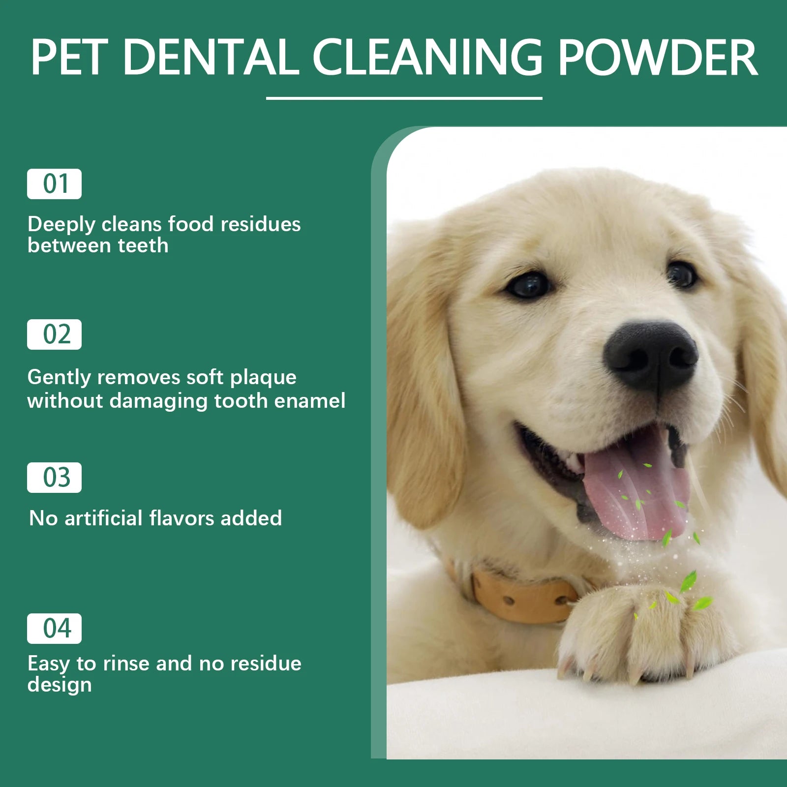 Pet Teeth Cleaning Powder for Dog Reduces Tartar and Calculus Protect Dog Oral Gum Health Freshen Breath Dog Cleaning Products Oasis Select