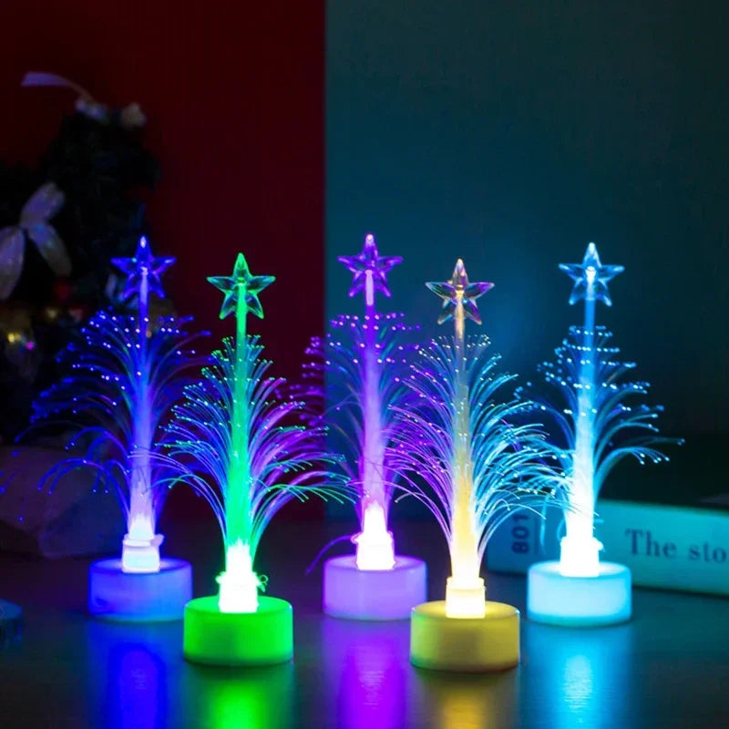 1 PC LED Christmas Fiber Tree Luminous Fiber Optic Christmas Tree Night Light Color-changing Fiber Tree Festival Decorative Lamp Oasis Select