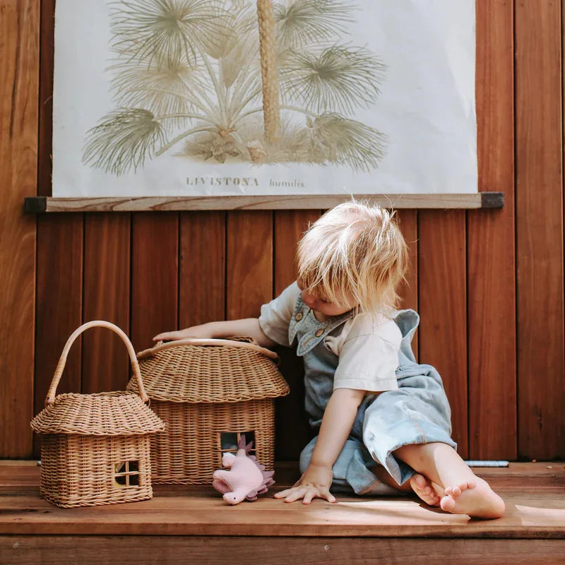Ins Style Rattan Small House Storage Basket Outgoing Toys Handbag Woven Small Flower Basket Children's Shooting Props Oasis Select