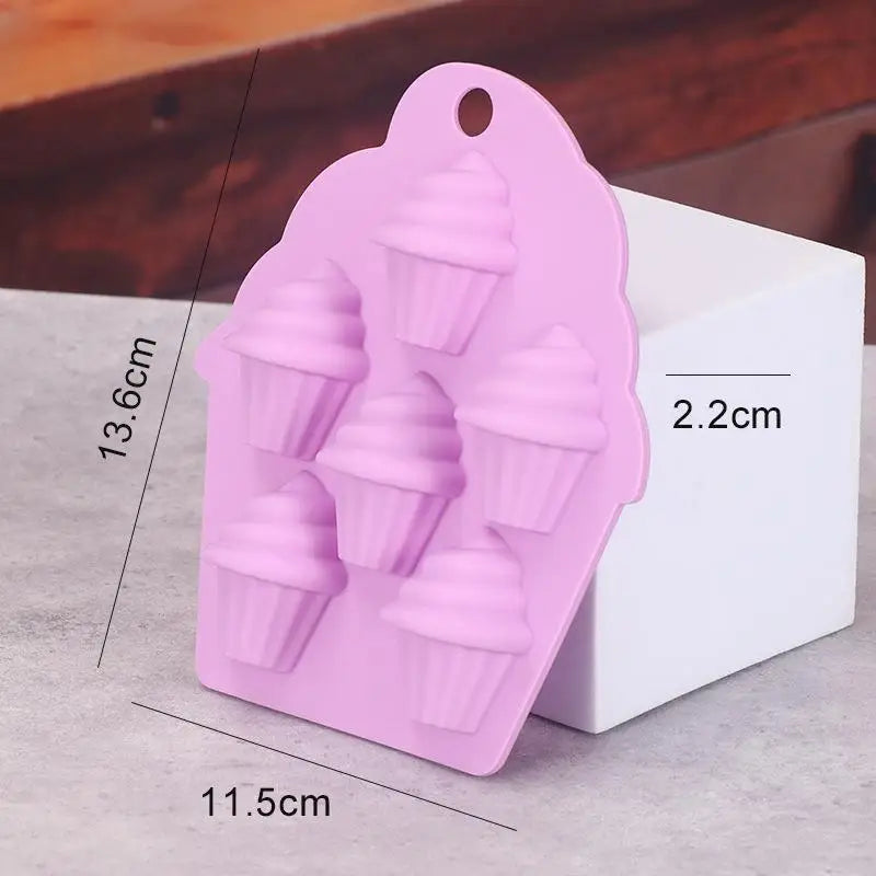 6 Cavity Food Grade Silicone Cupcake Molds Non Stick Surface For Home Baking DIY Dessert Candy Making Oasis Select Purple