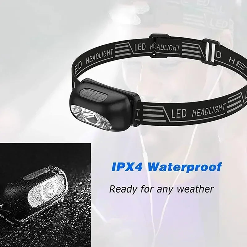 Strong Light Headlamp Portable LED Sensor Headlamp USB Rechargeable Head Flashlight Outdoor Camping Fishing Emergency Lantern Oasis Select
