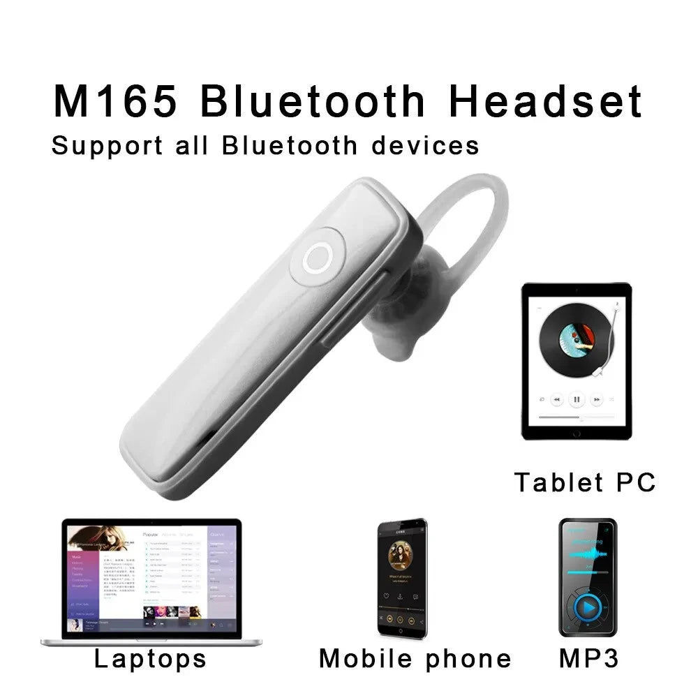 Bluetooth Headset Stereo Wireless Earplug Noise Reduction Unilateral Business Headset Tws Mini Portable M165 Sports for Phone Oasis Select
