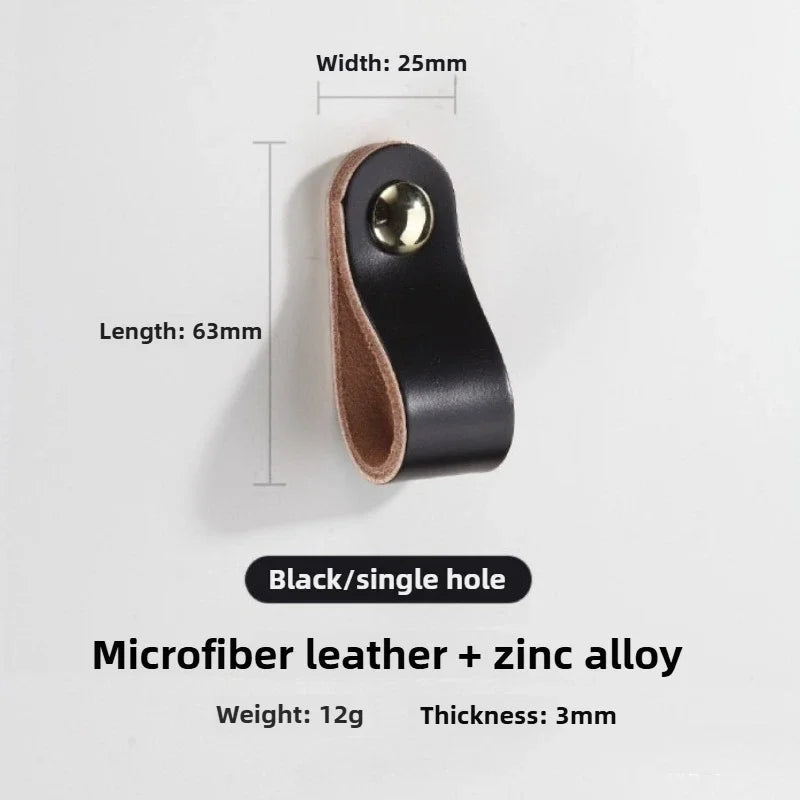 Cowhide Leather Cabinet Handles for Kids Room Kitchen Drawer Knobs Door Hardware Modern Minimalist Furniture Accessories