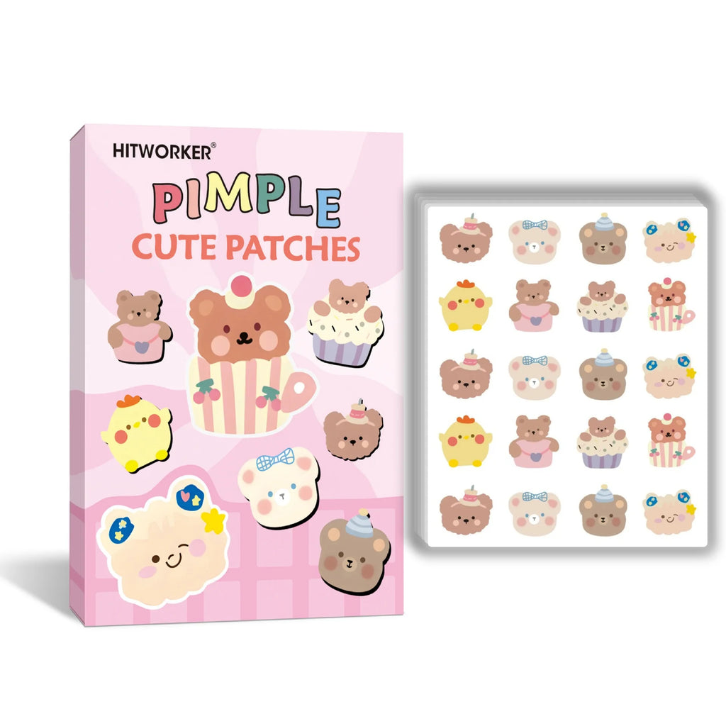 40/100pcs Cute Bear designed Acne Patch, essential for eliminating facial acne and secretions, suitable for all skin types Oasis Select 100pcs