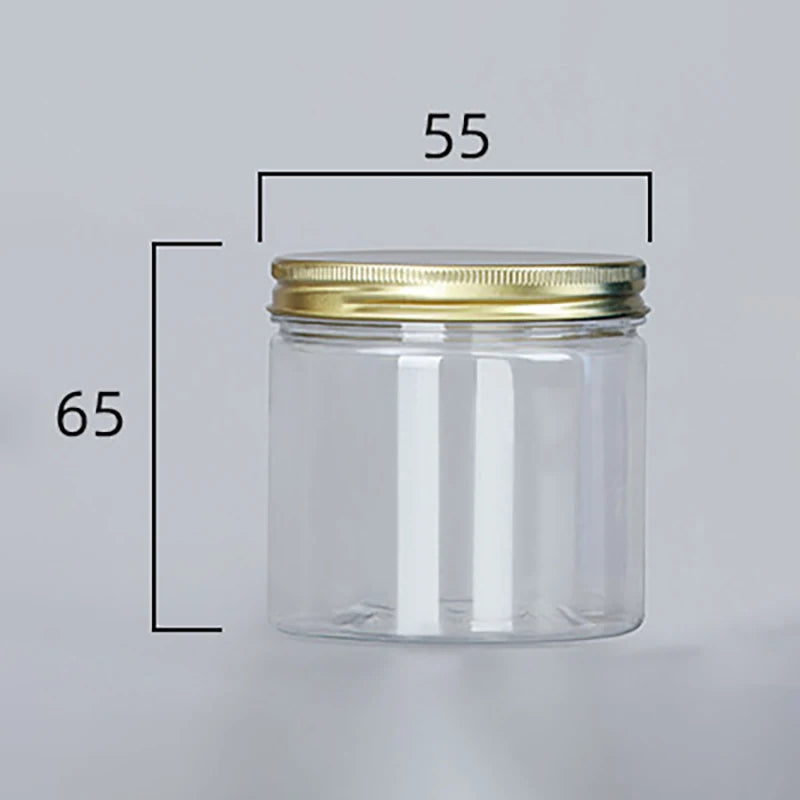 15 Sizes Clear Plastic Jar With Pink Aluminum Lids Empty Face Cream Cosmetic Container Gold Travel Refillable Bottles Box Oasis Select 65x55mm